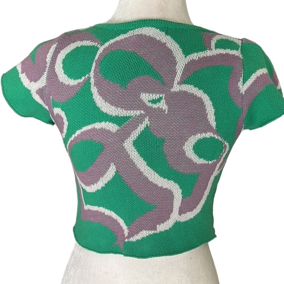MANDINGA Picnic Cropped Green & Purple Sweater Knit Top Shrug - XS - Picture 8 of 11